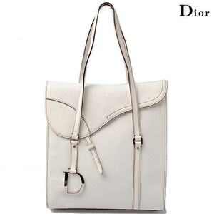 Christian Dior Shoulder Bag Saddle White Leather